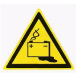 Предупреждающий знак «Аккумуляторные батареи» (W20)
