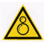 Предупреждающий знак «Возможно затягивание между вращающимися элементами» (W29)