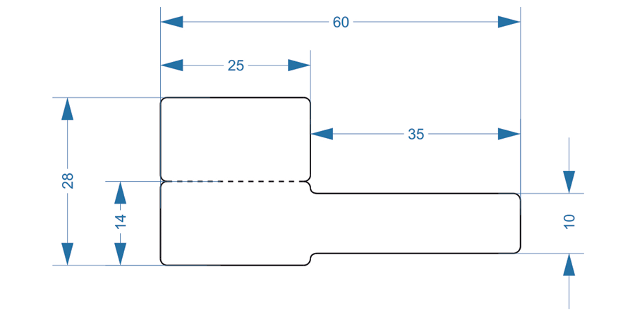 Схема и размеры складного флажка для маркировки провода 28x60 мм