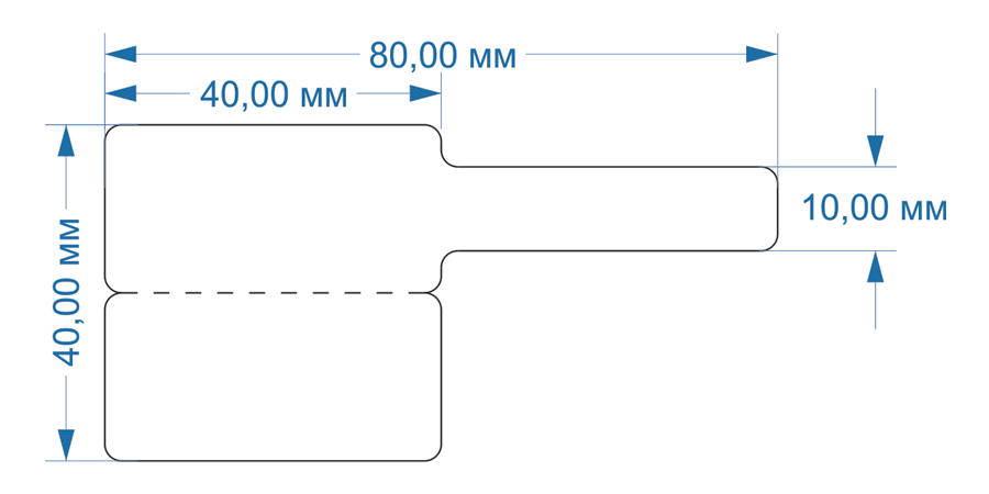 Схема и размеры складного флажка для маркировки провода 80х40 мм