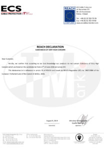 Сертификат REACH на термоусадочные трубки ECS Cable Protection