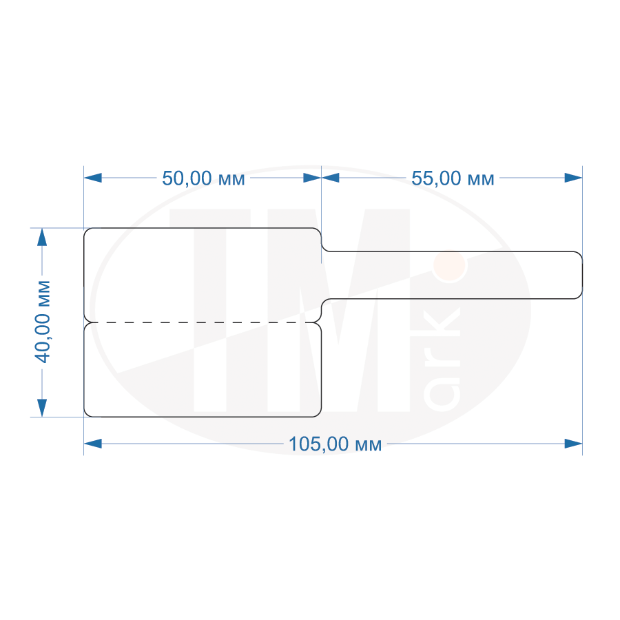 Схема и размеры складного флажка для маркировки провода 40x105 мм